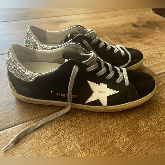 Golden Goose Superstar Sneakers size 41 EUC Black/White/Silver - Picture 7 of 10